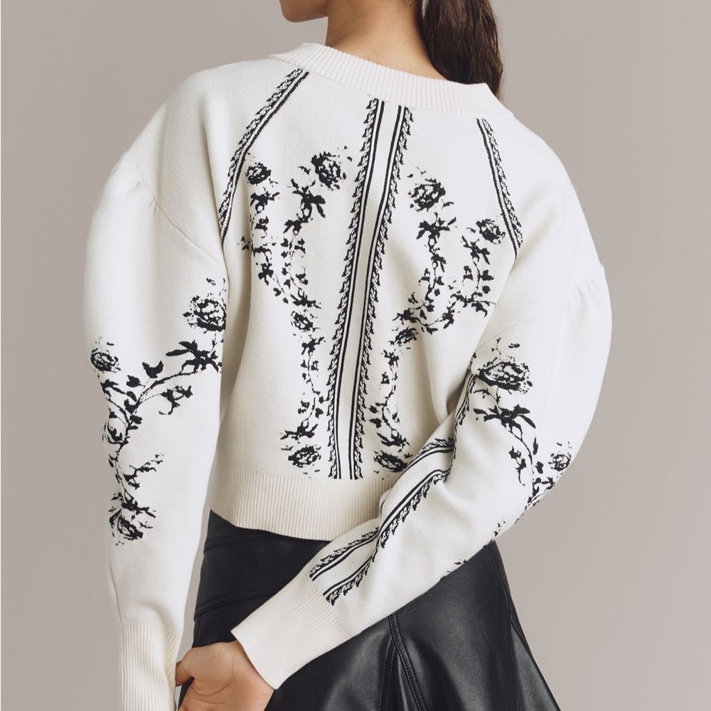 Anthropologie Sculpted Puff-Sleeve Cardigan Sweater - XL - Picture 2 of 11
